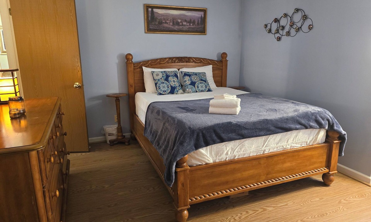 Canton Condo | Ruby's private 2-bedroom home with recently renovated floors.