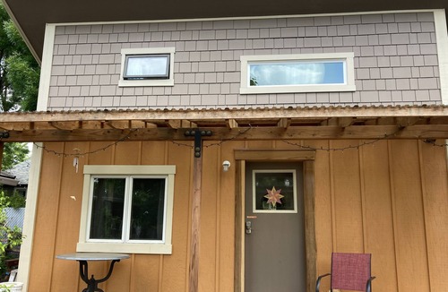 Friendly Ski Chalet | Custom Built Tiny House in an organic backyard garden