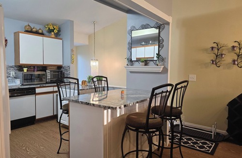 Canton Condo | Ruby's private 2-bedroom home with recently renovated floors.