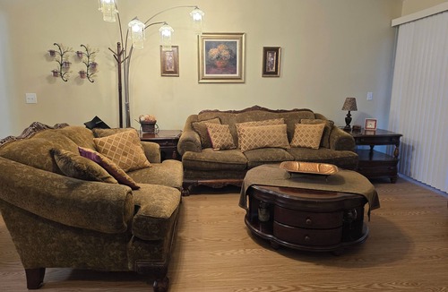 Canton Condo | Ruby's private 2-bedroom home with recently renovated floors.