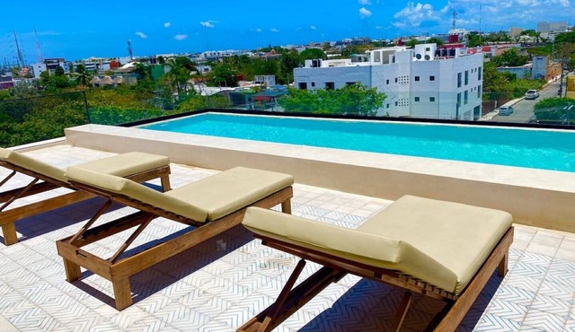 1 Bedroom apartment with views to green area and hamacs, Gym, Rooftop Pool