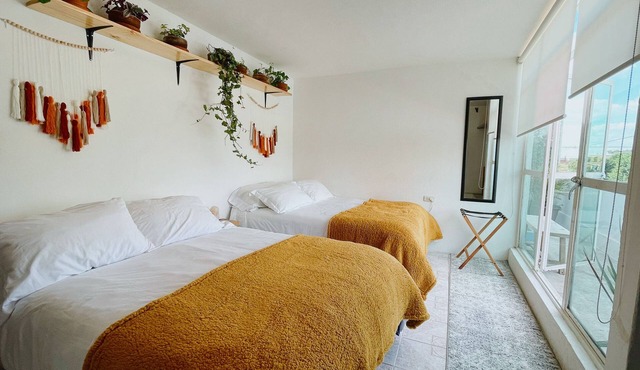 2 Bed in the heart of Cholula with views to the Pyramid and the