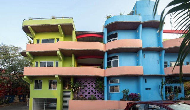 Colorful new home centrally located with breathtaking ocean and mountain views.