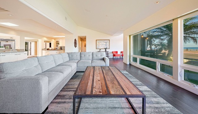 Open, ocean-view home with central AC, grill, upscale kitchen & large patio