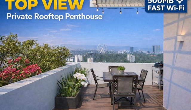 TOP VIEW PENTHOUSE Private Rooftop, Wi-Fi 500Mbps, Air Conditioning, Grill, Pool and Gym
