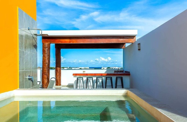 Hacienda Style Apt w/Oceanview Roof Pool & Cenote!